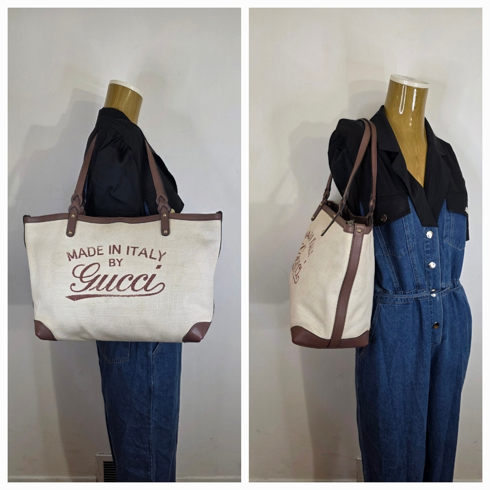 Gucci Cream and Brown Tote Bag